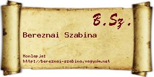 Bereznai Szabina névjegykártya